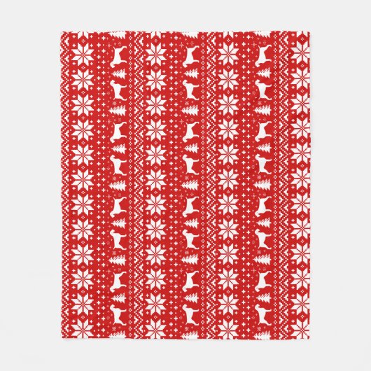 Duitse Wirehaired Pointer Silhouetten Kerstmis Fleece Deken (Voorkant)