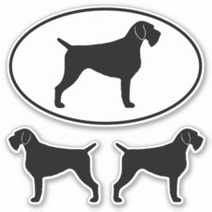Duitse Wirehaired Pointer Silhouettes Sticker Set