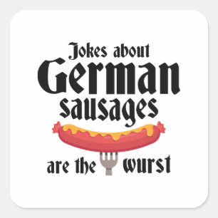 Duitse worst vierkante sticker