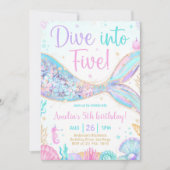 Duitse Zeemeermin Uitnodiging voor 5de Verjaardag, (Voorkant)