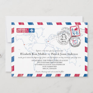 Duitsland Airmail Wedding Invitation Kaart