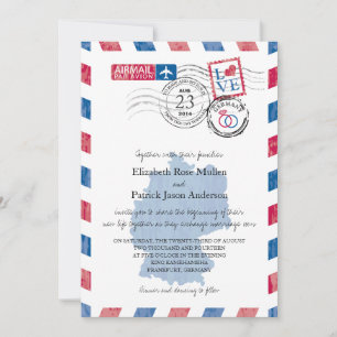 Duitsland Airmail Wedding Invitation Kaart