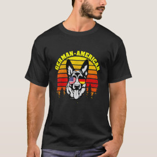 Duitsland Amerika Vlag Cool Hond Zonnebril Duitse T-shirt