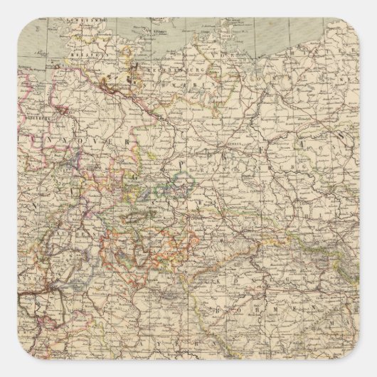 Duitsland Atlas Map Vierkante Sticker (Voorkant)