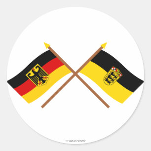 Duitsland & Baden-Württemburg Flaggen, gekreuzt Ronde Sticker