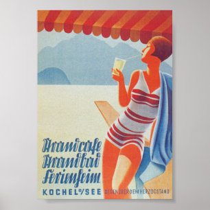 Duitsland, Beach, Vintage Travel Poster