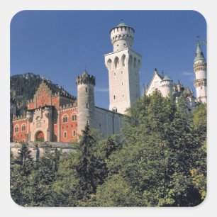 Duitsland, Beieren, Neuschwanstein. Vierkante Sticker