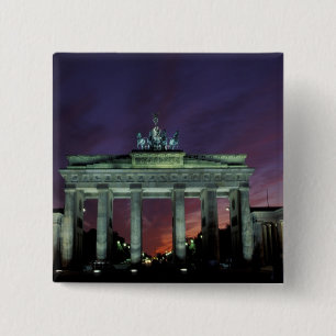 Duitsland, Berlijn. Brandenburger Gate 's nachts. Vierkante Button 5,1 Cm