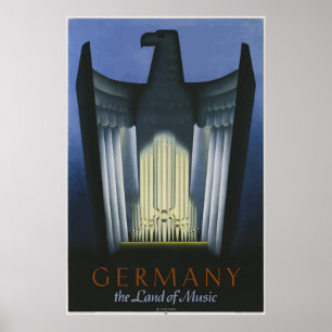 Duitsland de deelstaat Muziek Vintage Poster