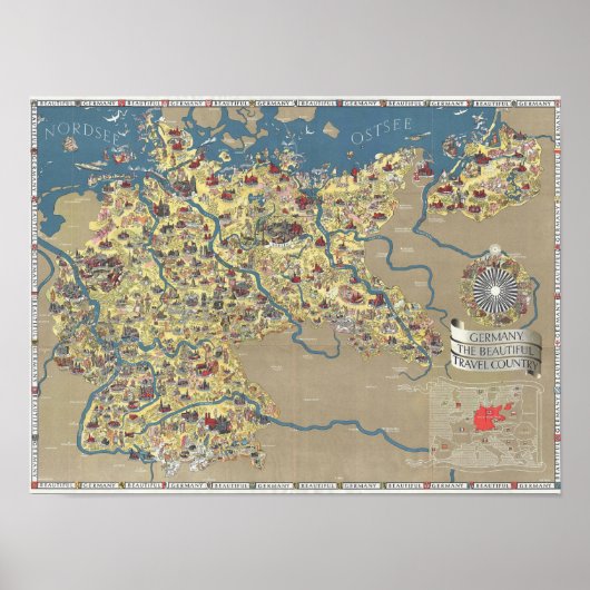 Duitsland, de prachtige landkaart poster (Voorkant)