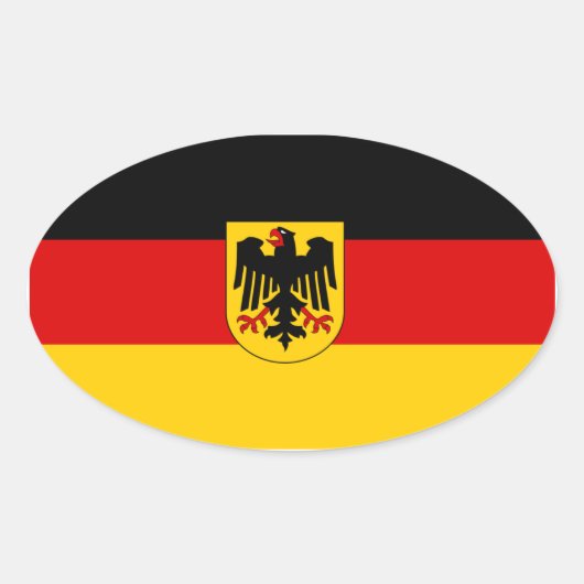 Duitsland Driekleur met Wapen Ovale Sticker (Voorkant)