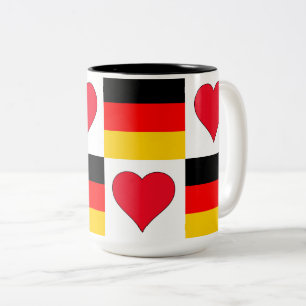 Duitsland Flag Heart Patriottic German Pride Tweekleurige Koffiemok