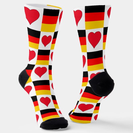 Duitsland Flag Heart Pattern Fun German Pride Sokken (Gebogen)