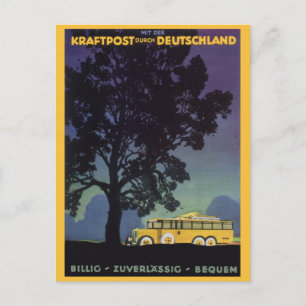  Duitsland, Gele Bus bij Nacht, Reiskunst Briefkaart