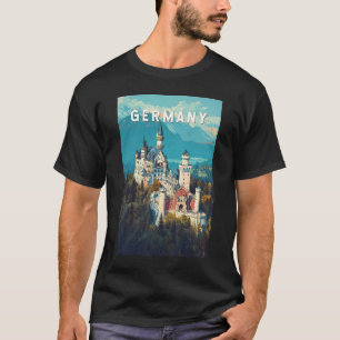 Duitsland Illustratie Reizen Art Vintage T-shirt