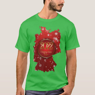 Duitsland kaart, Happy New Year 2022, gouden et, S T-shirt