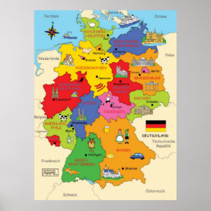 Duitsland-kaart Poster