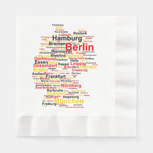 Duitsland kaart Silhouette Towns Cities Flag Berli Servet
