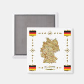 Duitsland Map + Flags Magnet Magneet (Voorkant / Achterkant)