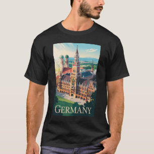 Duitsland Munich Illustration Travel Art Vintage T-shirt