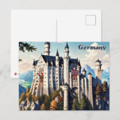 Duitsland Neuschwanstein Castle Briefkaart Vintage (Voorkant / Achterkant)