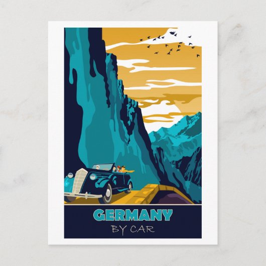 Duitsland per auto briefkaart (Voorkant)