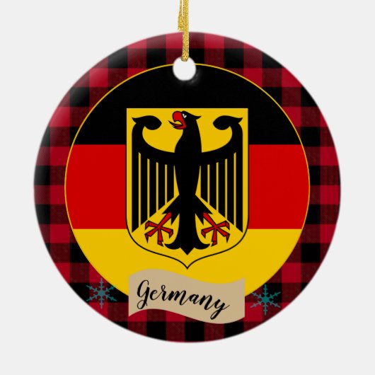 Duitsland, Rode buffalo-pleister en Duitse vlag Keramisch Ornament (Achterkant)