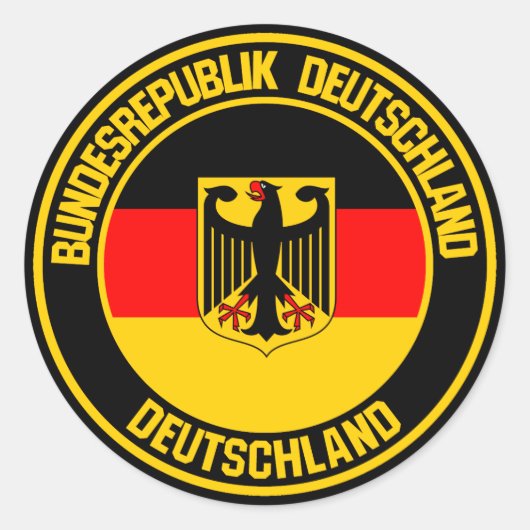 Duitsland Round Emblem Ronde Sticker (Voorkant)