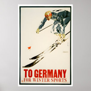 Duitsland Ski Poster Duitse Kunst Skiën Print (H11