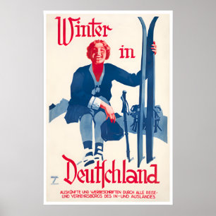 Duitsland Ski Poster Duitse Reis Kunst Deutschland