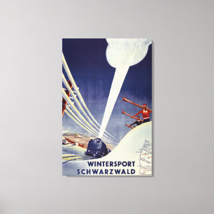 Duitsland - Skiing in the Black Forest Canvas Afdruk