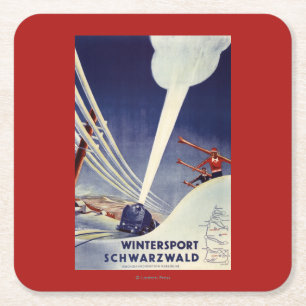 Duitsland - Skiing in the Black Forest Vierkante Kartonnen Onderzetter