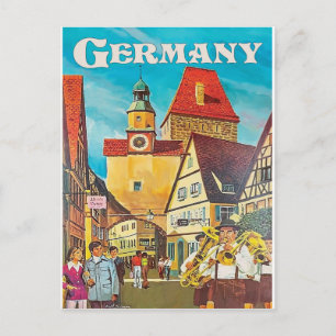 Duitsland, trompettisten in het stadscentrum. briefkaart