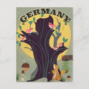 Duitsland vintage cartooneske landschap reisposter briefkaart