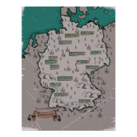 Duitsland Vintage geïllustreerde kaart