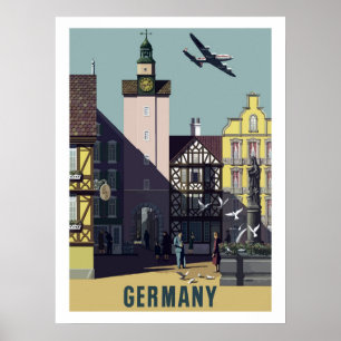 Duitsland, vintage luchtvaartposter poster