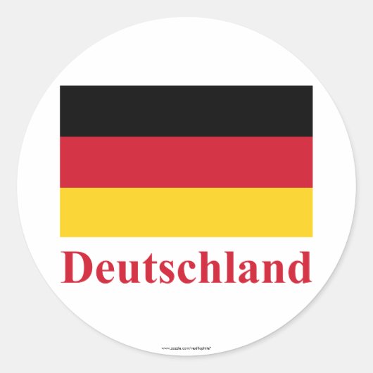 Duitsland vlag met naam in het Duits Ronde Sticker (Voorkant)
