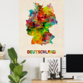 Duitsland Waterverf Map (Deutschland) Poster (Thuiskantoor)