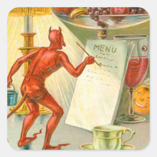 Duivel Duivel Vrucht Lamp Menu Vierkante Sticker