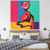 Duivel Kat Canvas Afdruk (Insitu (Slaapkamer))