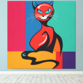 Duivel Kat Canvas Afdruk (Insitu (Houten vloer))