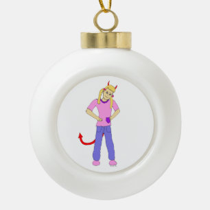 duivel meisje keramische bal ornament