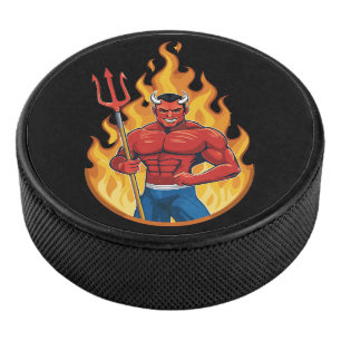 Duivel met drietand hockey puck