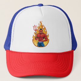 Duivel met drietand trucker pet
