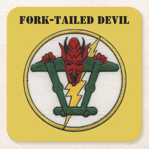 Duivel P-38 blikseminslag op de voorzijde! Vierkante Kartonnen Onderzetter