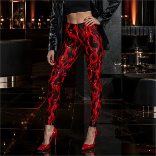Duivel Rode Vuur Vlammen Halloween Kostuum Leggings