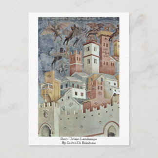 Duivel stedelijk landschap door Giotto di Bondone Briefkaart
