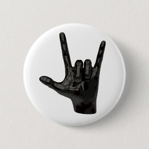 duivelhorens hand ronde button 5,7 cm