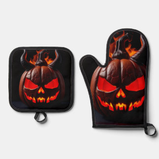 Duivels Pompoen Kroon Halloween Ovenwant Set