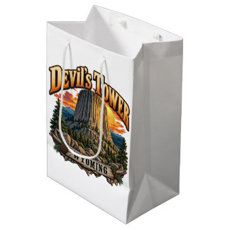 Duivels Toren Wyoming Vintage Zonsondergang Grafie Medium Cadeauzakje